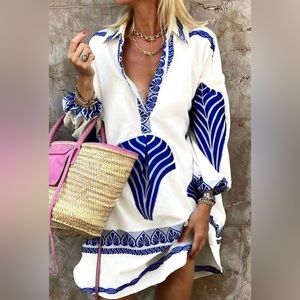 Stingray Cove Oversized Tropical Midi Loose Fit Summer Dress Swimsuit Coverup